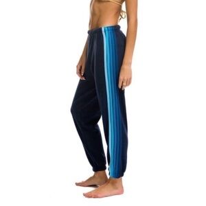 Aviator Nation Heather Navy Jogger Sweatpants with Blue Stripes Size Medium